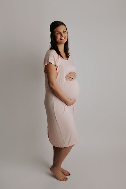 Three Little Tots Heavenly Pink Mommy Labor and Delivery Nursing Hospital Gown