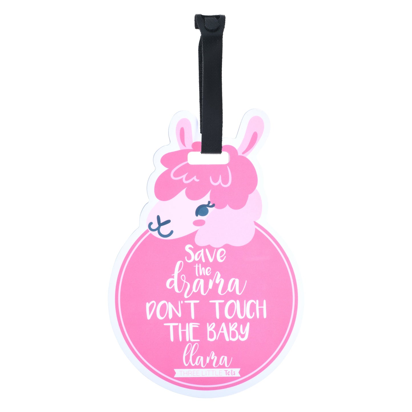 Three Little Tots Pink Llama No Touching Newborn Baby Car Seat Sign Tag
