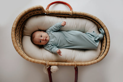 Three Little Tots Blue Bird Ribbed Knotted Newborn Baby Gown