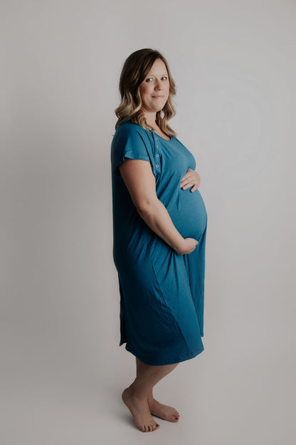Three Little Tots Blue Mommy Labor and Delivery Nursing Hospital Gown