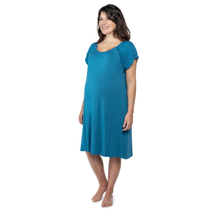 Three Little Tots Blue Mommy Labor and Delivery Nursing Hospital Gown