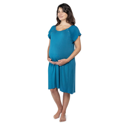 Three Little Tots Blue Mommy Labor and Delivery Nursing Hospital Gown