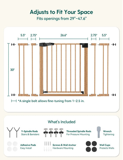 Babelio PressGuard C5&P7 Wood Pattern | Pressure-Mounted Baby Gate