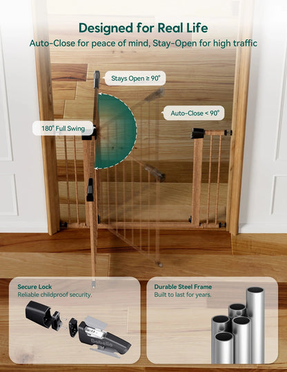 Babelio PressGuard C5&P7 Wood Pattern | Pressure-Mounted Baby Gate