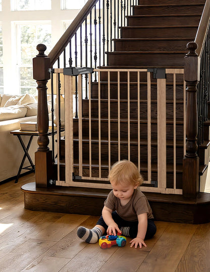 Babelio PressGuard C5&P7 Wood Pattern | Pressure-Mounted Baby Gate
