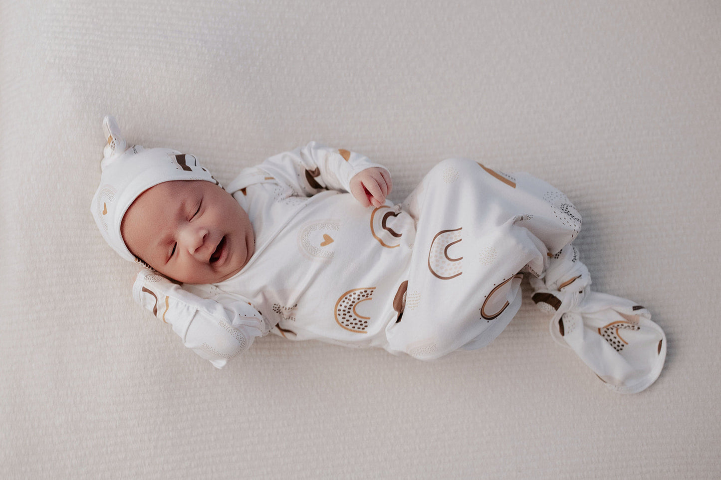 Three Little Tots Rainbow Newborn Knotted Baby Gown