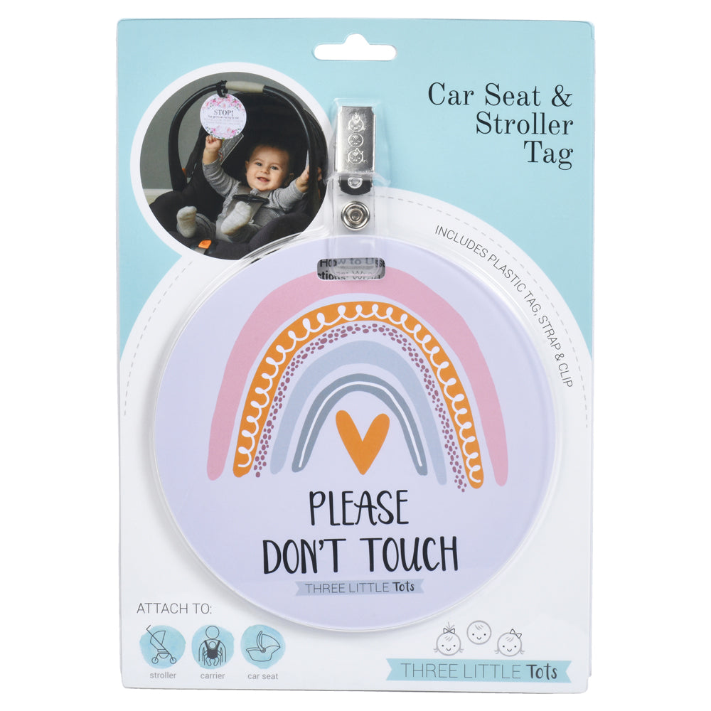 Three Little Tots Rainbow Baby No Touching Car Seat Sign Tag