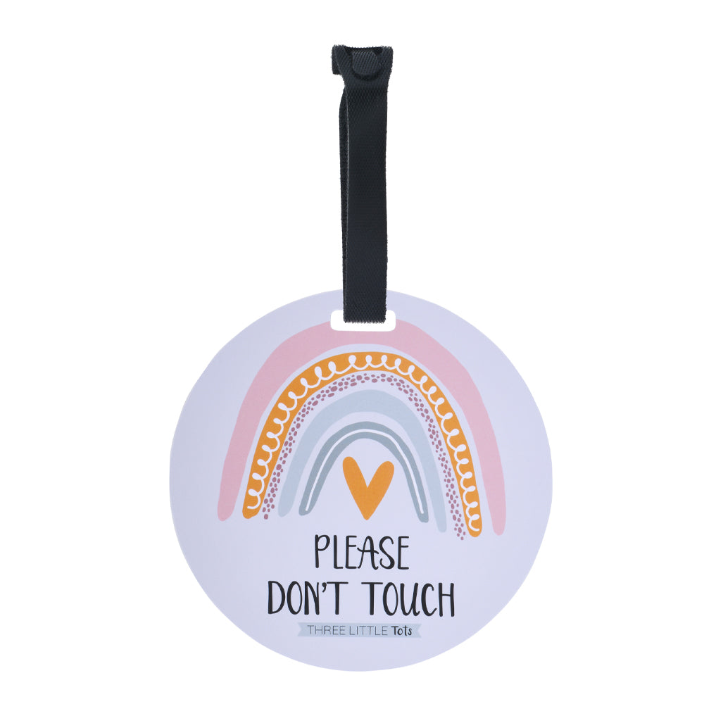 Three Little Tots Rainbow Baby No Touching Car Seat Sign Tag