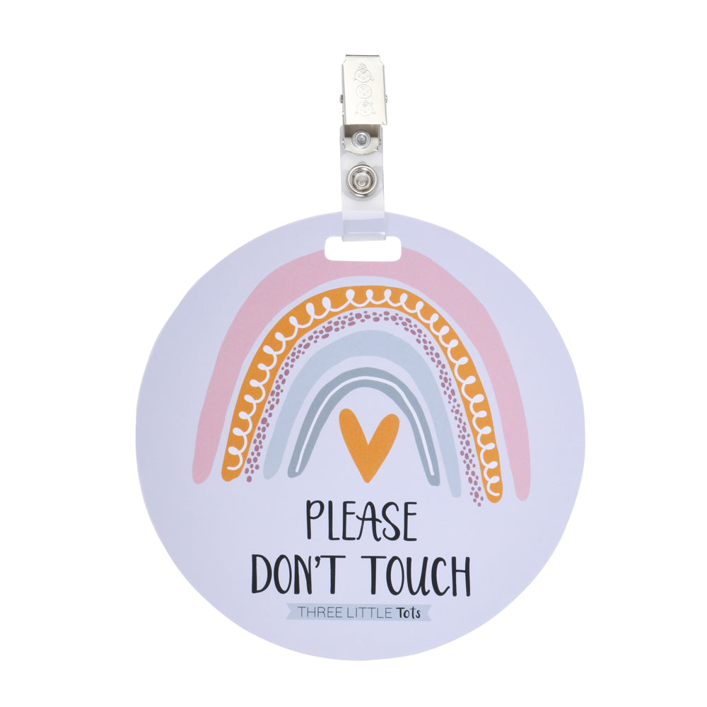 Three Little Tots Rainbow Baby No Touching Car Seat Sign Tag