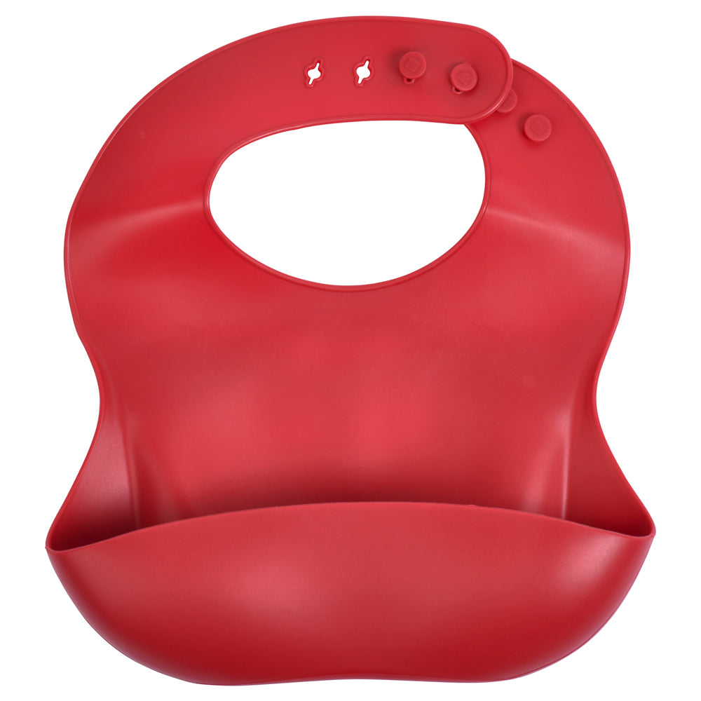 Three Little Tots Ruby Red Silicone Baby Bib