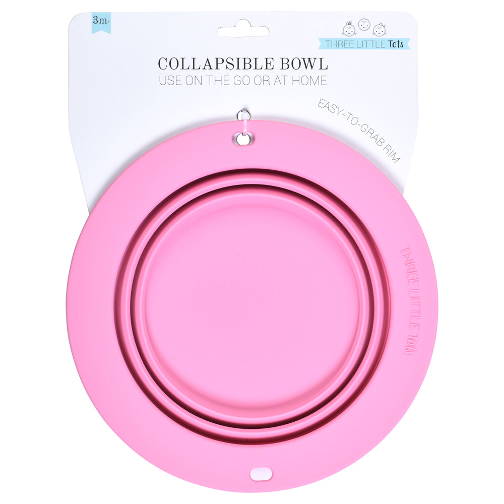 Three Little Tots Rose Collapsible Bowl for Travel or Home