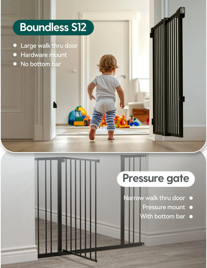 Babelio Boundless S12 | Ultra-Stable No Bottom Bar Baby Gate