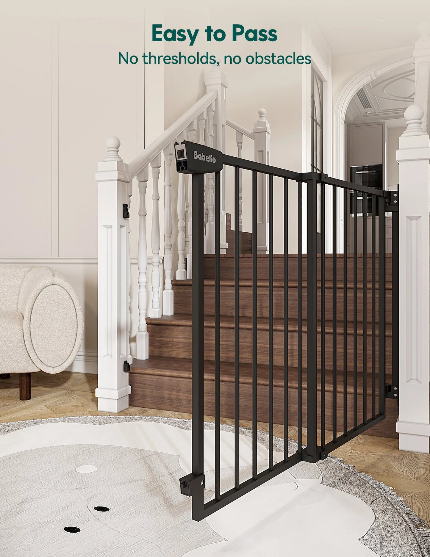 Babelio Boundless S12 | Ultra-Stable No Bottom Bar Baby Gate