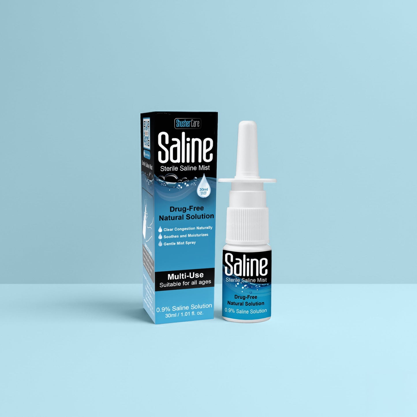 Shusher Care Saline Nasal Spray – Drug-Free Congestion Relief