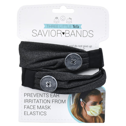 Three Little Tots Dark Gray Savior Headbands With Buttons for Masks