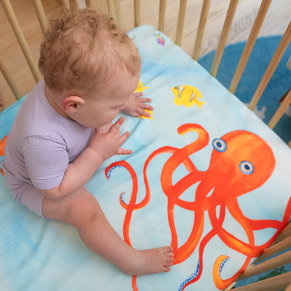 Moon Star Baby Ocean Crib Sheet: Sea You In My Dreams