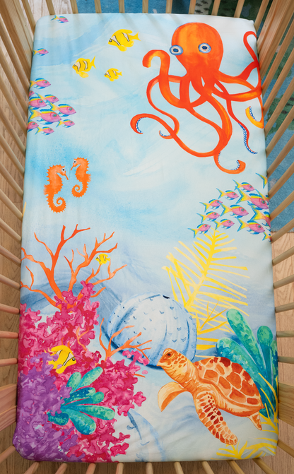 Moon Star Baby Ocean Crib Sheet: Sea You In My Dreams