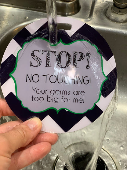 Three Little Tots Stop No Touching Boy Car Seat Sign Tag