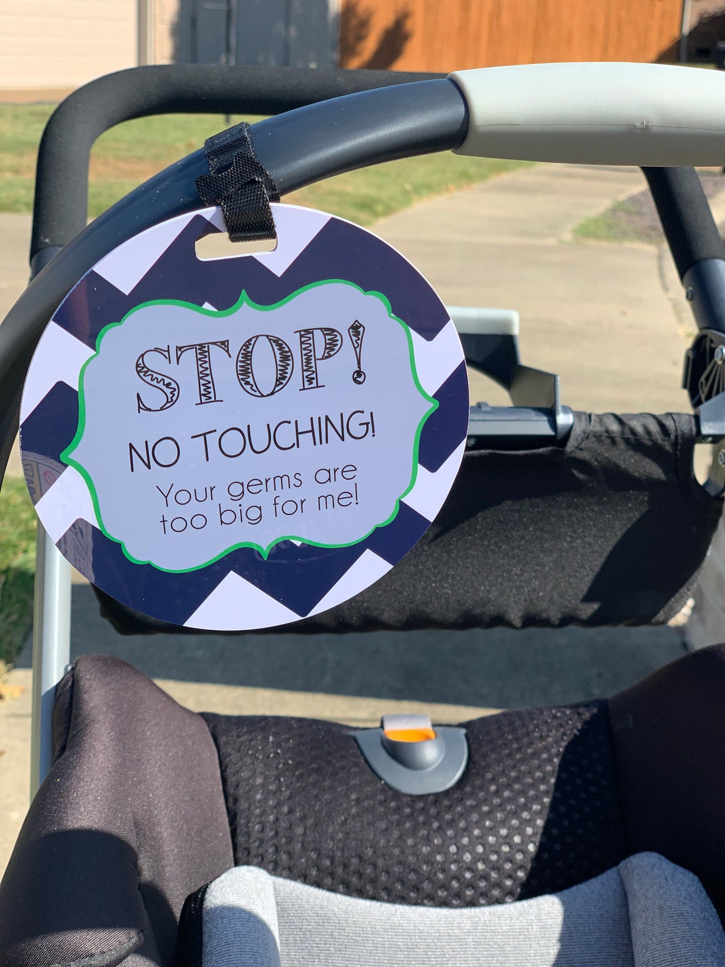 Three Little Tots Stop No Touching Boy Car Seat Sign Tag