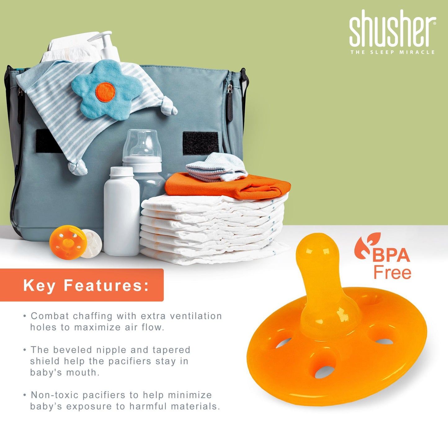 Shusher Sloth + 6-Pack Shushie Pacifiers Bundle