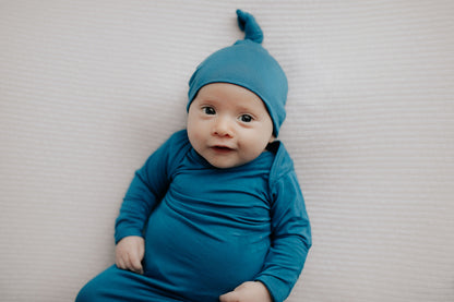 Three Little Tots Blue Knotted Newborn Baby Gown