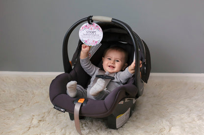Three Little Tots Flower No Touching Baby Car Seat Sign Tag