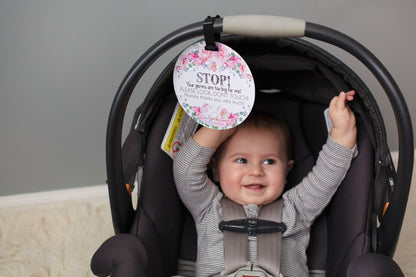 Three Little Tots Flower No Touching Baby Car Seat Sign Tag