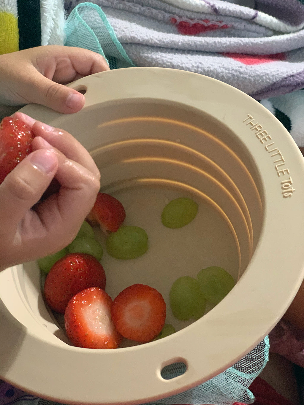Three Little Tots Sugar Cookie Collapsible Bowl for Travel or Home
