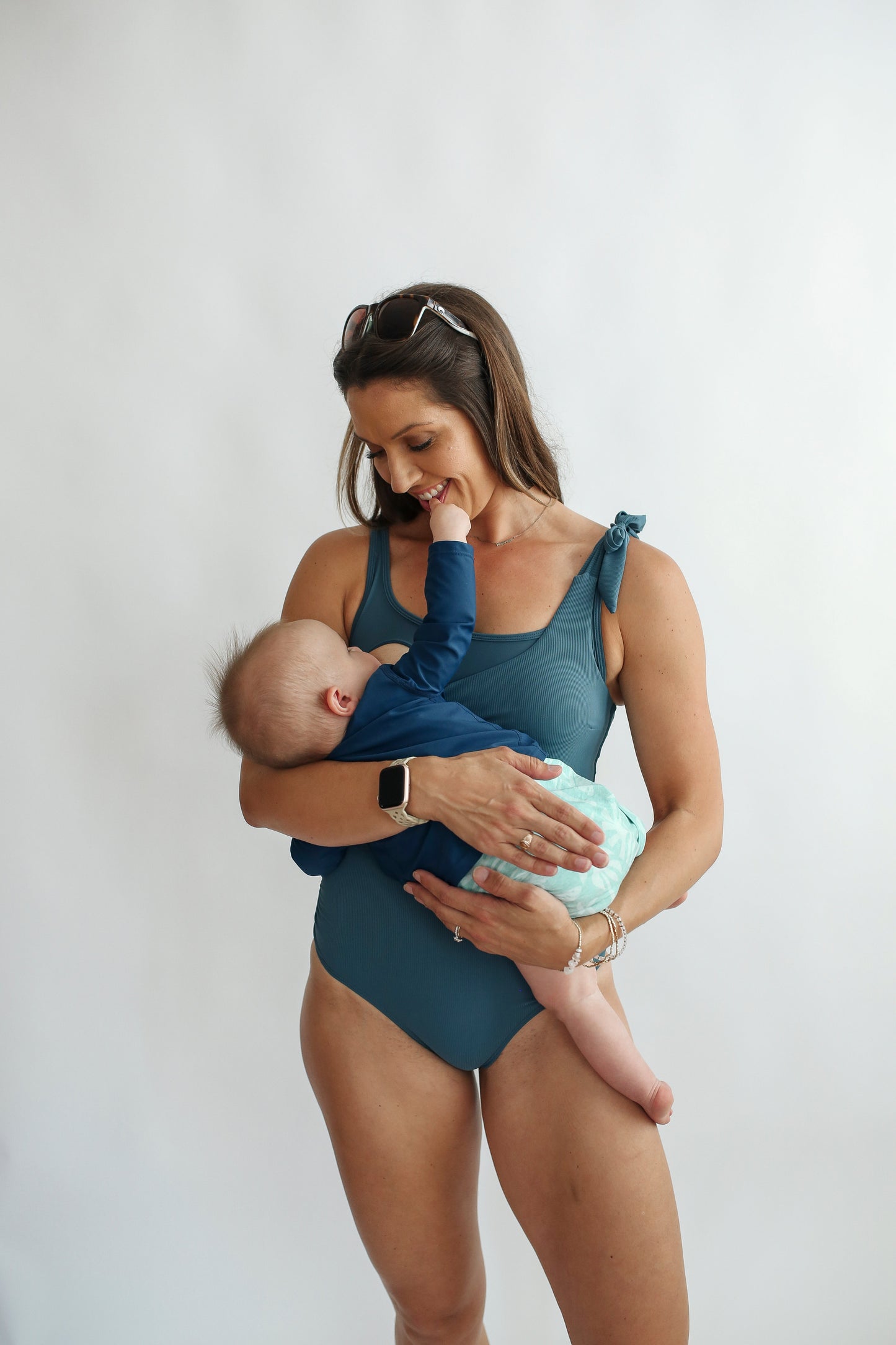Movemama Ribbed One Piece Tie Shoulder Breastfeeding Swimsuit