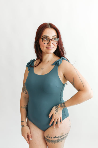 Movemama Ribbed One Piece Tie Shoulder Breastfeeding Swimsuit