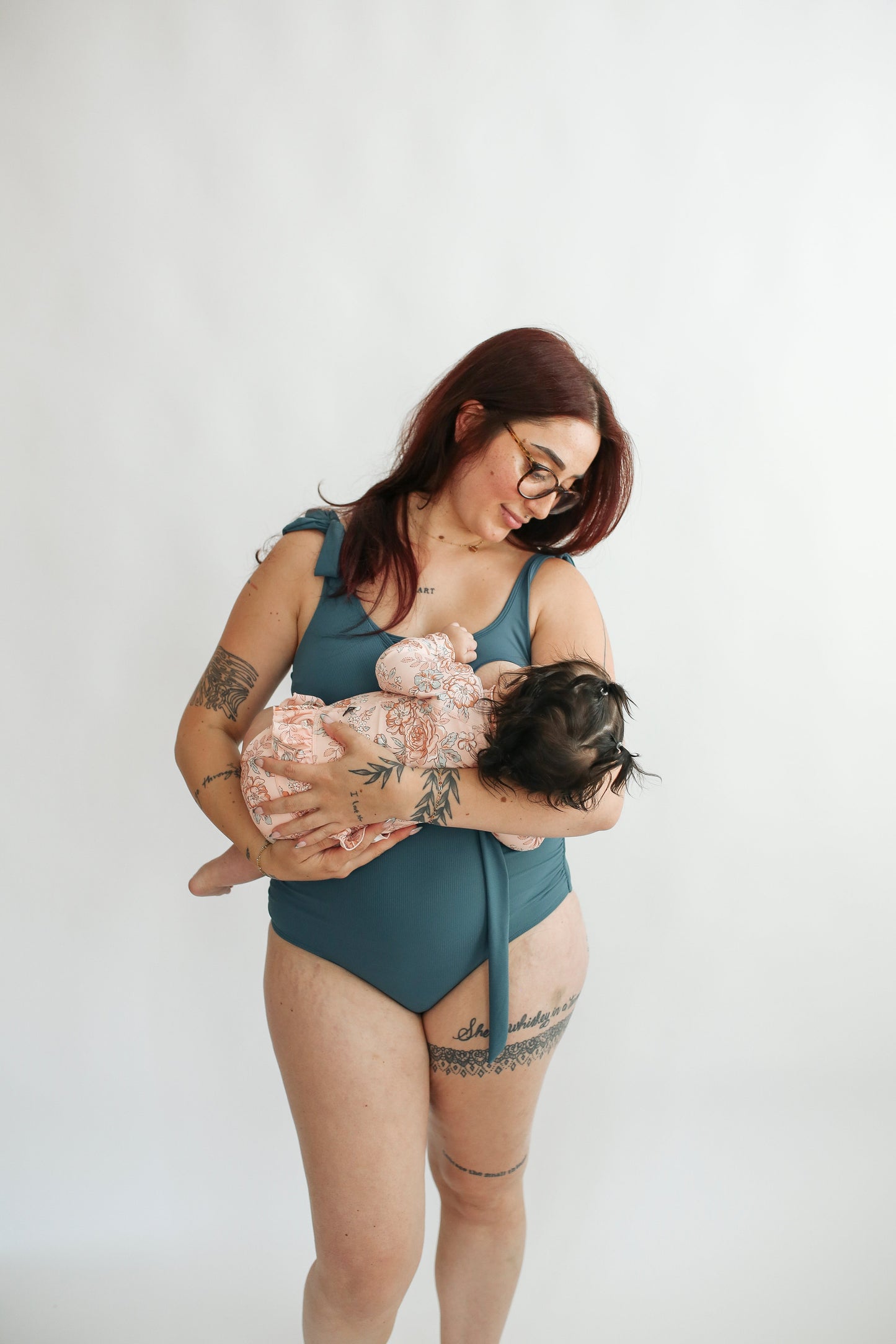 Movemama Ribbed One Piece Tie Shoulder Breastfeeding Swimsuit