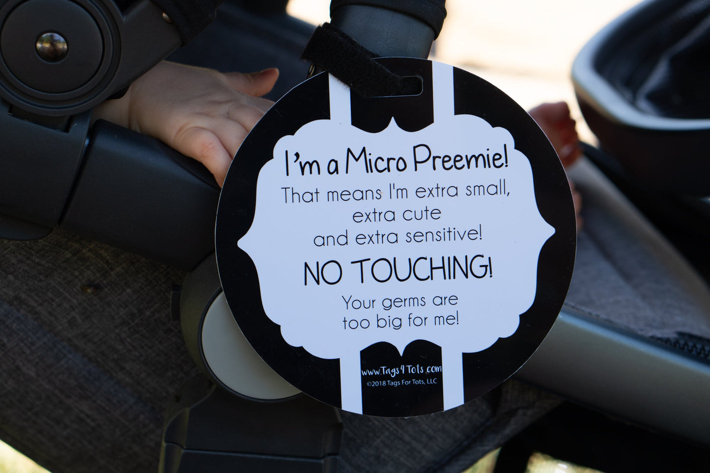 Three Little Tots Micro Preemie No Touching Car Seat Sign Tag