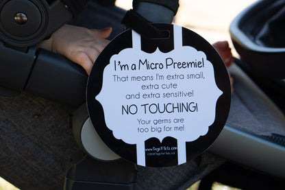 Three Little Tots Micro Preemie No Touching Car Seat Sign Tag