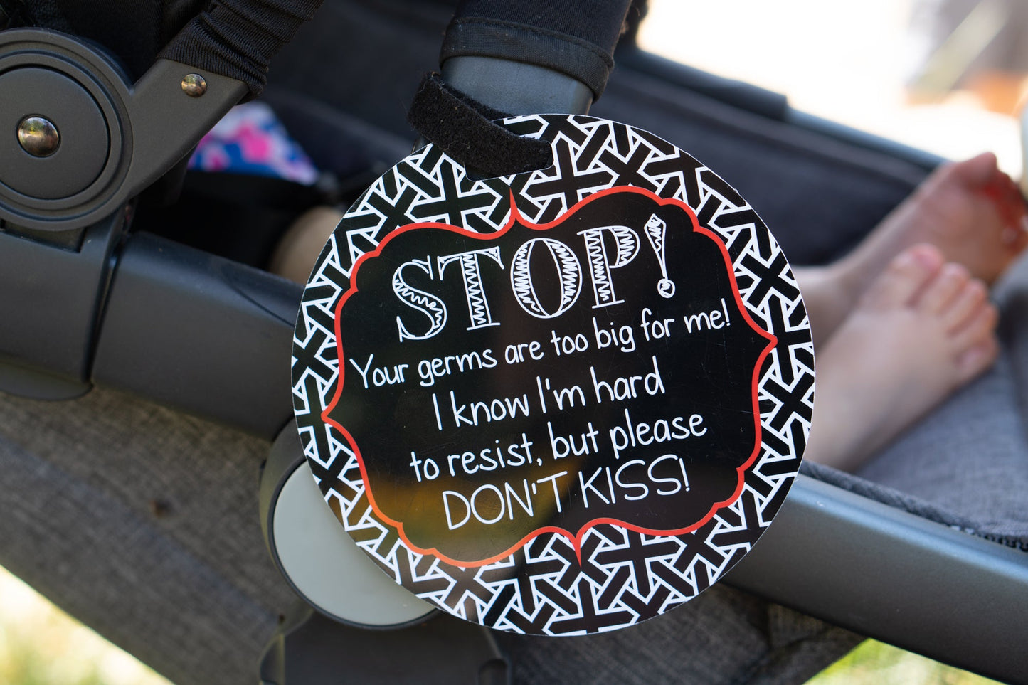 Three Little Tots No Kissing A Newborn Car Seat and Stroller Tag