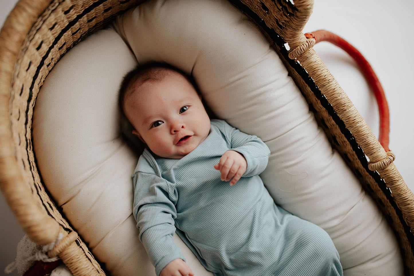 Three Little Tots Blue Bird Ribbed Knotted Newborn Baby Gown
