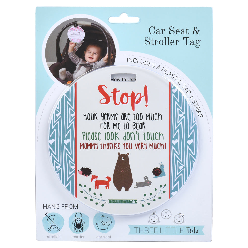 Three Little Tots Woodlands No Touching My Newborn Car Seat Sign Tag
