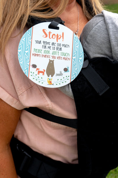 Three Little Tots Woodlands No Touching My Newborn Car Seat Sign Tag