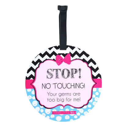 Three Little Tots Girl Zig Zag Please Don't Touch My Baby Car Seat Sign Tag